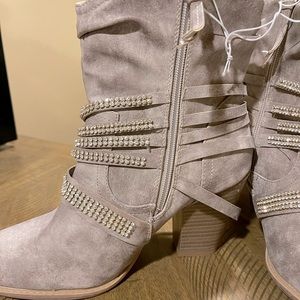 Gray suede boots